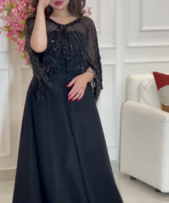 فستان سهرة طويل باللون الأسود يجنن اجمل فساتين السعودية